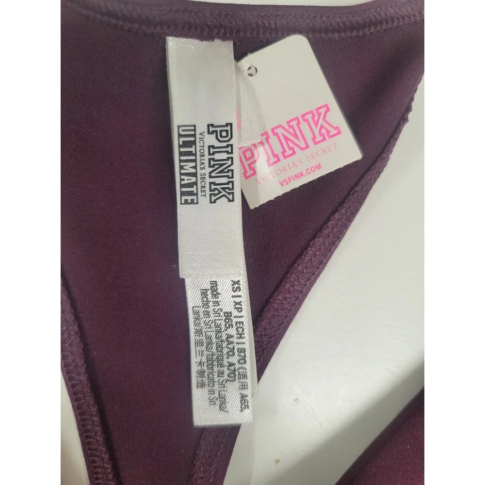 Victoria's Secret PINK Ultimate Sports‎ Bra XS Burgundy Twist Front Cutout
